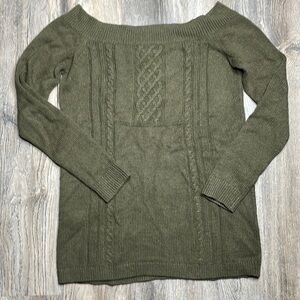 Treasure & Bond Army Forest Green Off the Shoulder Knit Long Sleeve Sweater sz S
